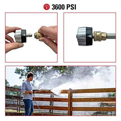 Image of Simpson 3600 PSI 5-in-1 Quick Connect Pressure Washer Nozzle, 80142 | No More Swapping Nozzles, 5 Spray Patterns (0, 15, 25, 40, Soap) In One Nozzle, Use With Gas & Electric Pressure Washers