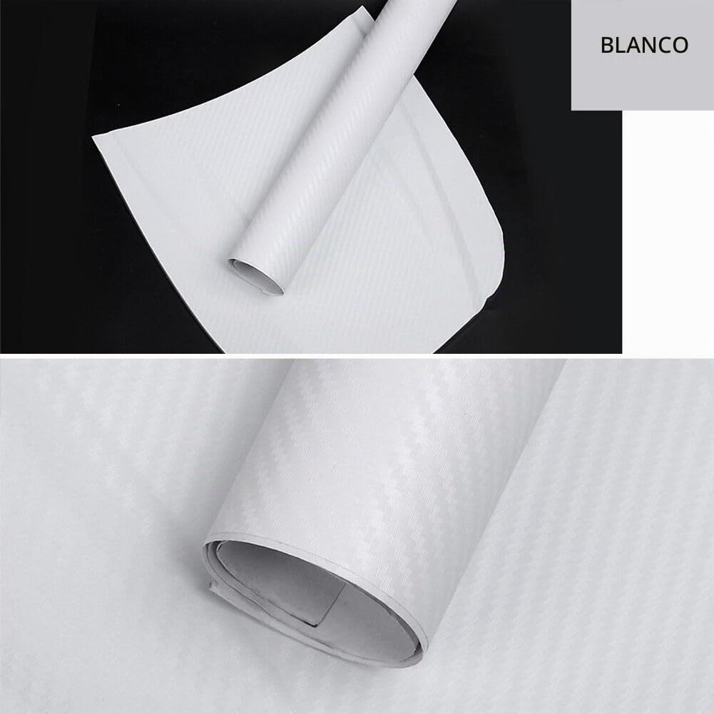 NewL Lámina de vinilo 3D de fibra de carbono, con liberación de aire, sin burbujas, incluye herramientas de montaje (blanco, 30cm x 300cm)