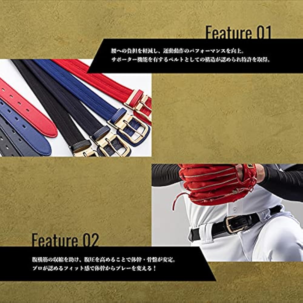 Amazon | [コアエナジー] Ⅲ ロイヤルブルー×ゴールド 野球用ベルト