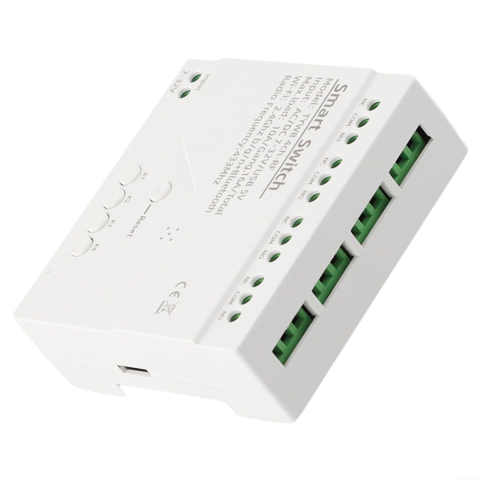 Interruptor de relé inalámbrico de 4 vías para interruptor de relé DC 5 – 32 V, autobloqueo con función de escritura para la aplicación Tuya Life, control remoto de 433 MHz, compatible con Google Home