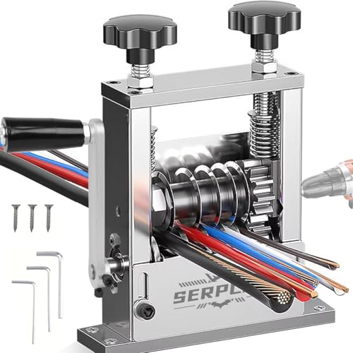 Image of Serplex 6-IN-1 Manual Wire Stripper Machine Drill-Operated Wire Stripper Tool with Hand Crank 3-17mm Dia Cable, Manual Wire Stripping Machine with 6 Tracks & 5 Carbide Blade, for Wire Stripping