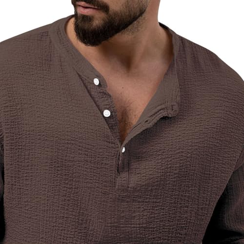 Men's 2 Pieces Set Casual Outfits Henley Shirts Long Sleeve Tracksuits3