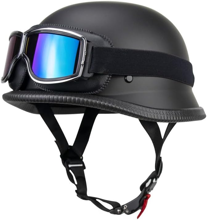 Miniatura 2 de German Style Motorcycle Helmet Thin Skull Cap Half for Adult Men WomenIncluding Goggles and mask Retro for Cruiser Scooter DOT Approve Novelty Half