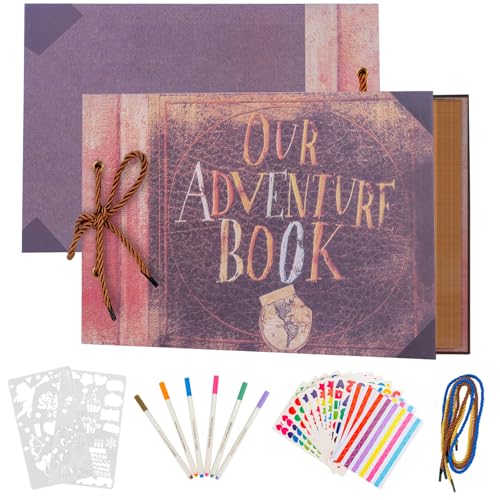 AIOR Álbum de Fotos Adventure Book, DIY Album Fotografico Scrapbook 80 Páginas (40 Hojas), Libro de Invitados Boda Aniversario Regalos Originales para Mujer Hombre (A)