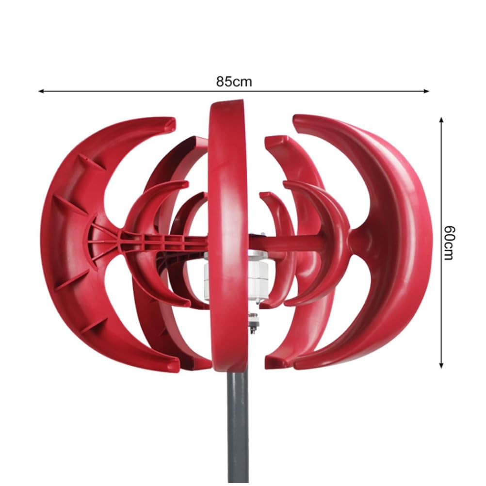 Rosso,220V, Generatore di Turbine eoliche da 12000 W 5 Pale 12V 24V 48V 220V Kit generatore di Turbine eoliche ad ASSE Verticale per ibridi Domestici Uso dell'illuminazione Stradale Rosso