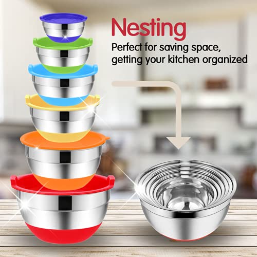 Rottay Mixing Bowls With Airtight Lids, 20Pcs Stainless Steel Mixing Bowls Set thumb #2