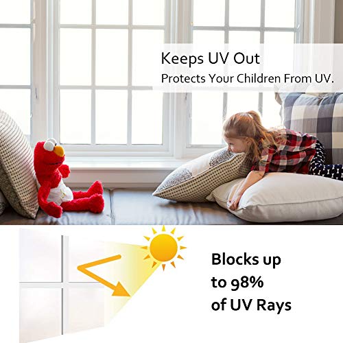 Image of WochiTV Privacy Window Glass Film No Glue, Opaque Frosted Window Tint for Home, UV Blocking Heat Control Static Cling Non Adhesive for Bathroom Office Living Room (35.4 in x 8.2 Ft)