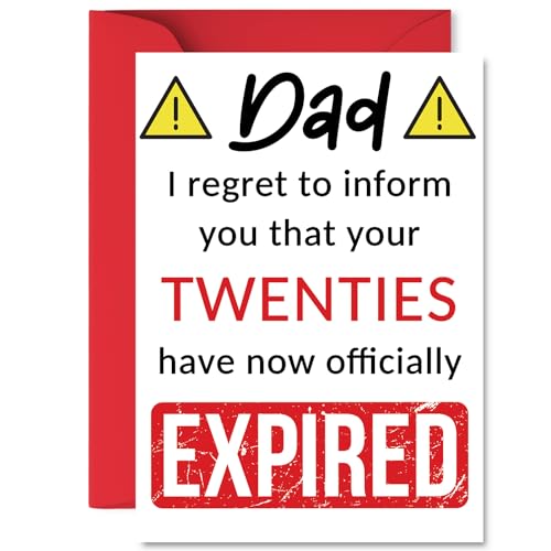 Funny 30th Birthday Cards for Dad - Your Twenties Have Expired - Happy Birthday Card for Dad Daddy Papa from Son Daughter, A5 Banter Joke Humour Bday Greeting Cards Gift