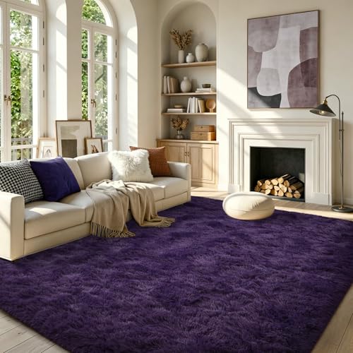 Tapete suave morado 3x5 pies moderno interior felpudo