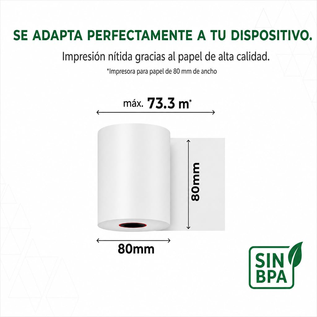Rollos térmicos de 80 mm x 80 mm x 12 mm para terminal POS, impresora EPOS, sistema POS – Sin BPA – 20 unidades