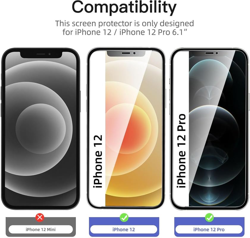 Image of OHAYO Privacy Tempered Glass Screen Protector for iPhone 12 / iPhone 12 Pro - Anti-Spy Filter, 9H Hardness, HD Clear, Bubble-Free Installation, Case Friendly, Fingerprint Resistant