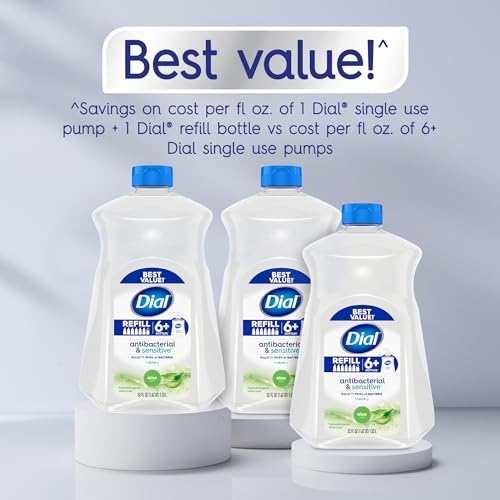 Image of Dial Antibacterial Defense Liquid Hand Soap + Aloe, Aloe Scent, 52 Fl Oz Hand Soap Refill (Pack of 3), Dermatologist-Tested, Gentle Formula
