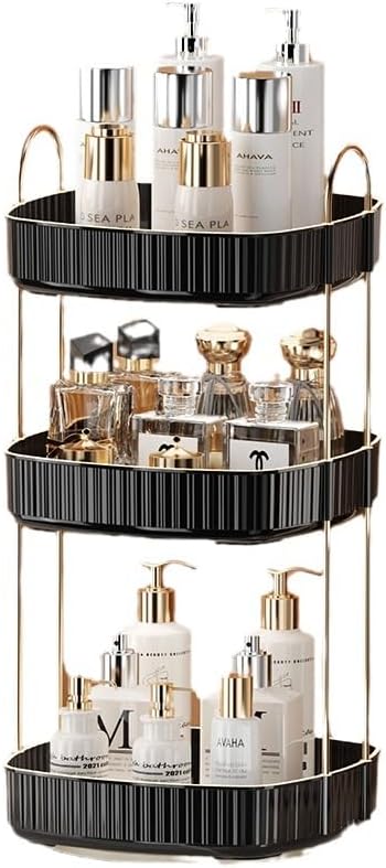 Miniatura 5 de Organizador de maquillaje giratorio de 360, organizador de baño giratorio para encimera, organizador de cosméticos de gran capacidad para cuidado de