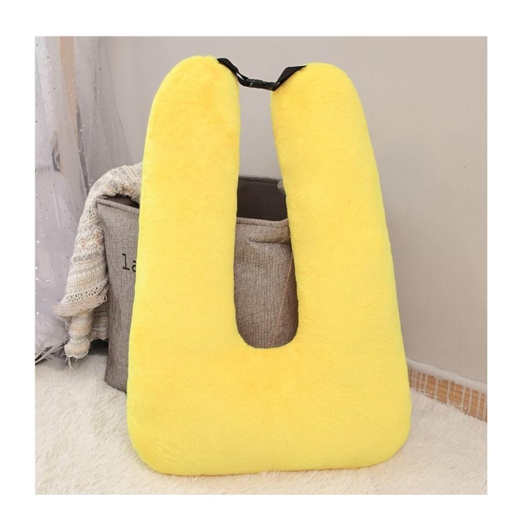 Cuscino da Viaggio per Aereo Auto E Treno Cuscini da Viaggio in Peluche per Il Sedile Posteriore dell'auto, Cuscino a Forma di U, per Collo, Aereo(Yellow)