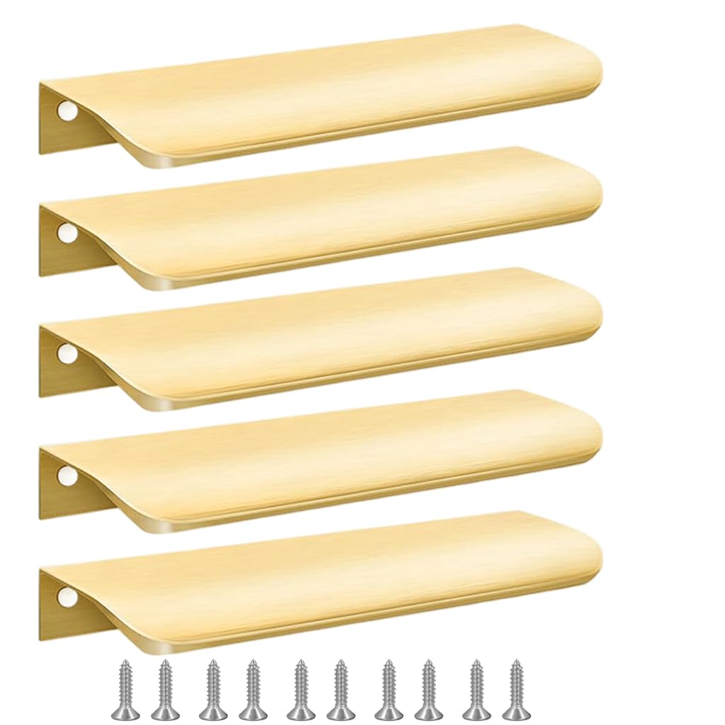 HASTHIP® Modern Cabinet Pulls 5.9'' Golden Space Aluminum Golden Brushed Curved Pull Handles Cabinet Door Pulls, Sliding Door, Wardrobe, Drawer-image-26