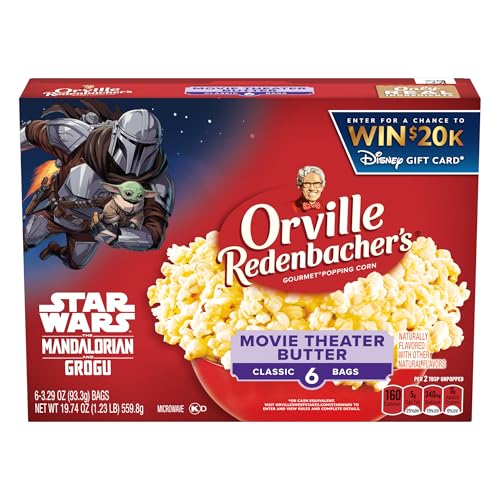 Orville Redenbacher’s Microwave Popcorn, Movie Theater Butter Flavor, 3g Fiber Per Serving, 3.29...
