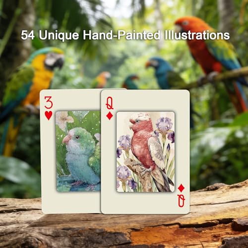Parrot Theme Playing Cards, 54 ilustraciones artísticas miniatura 6