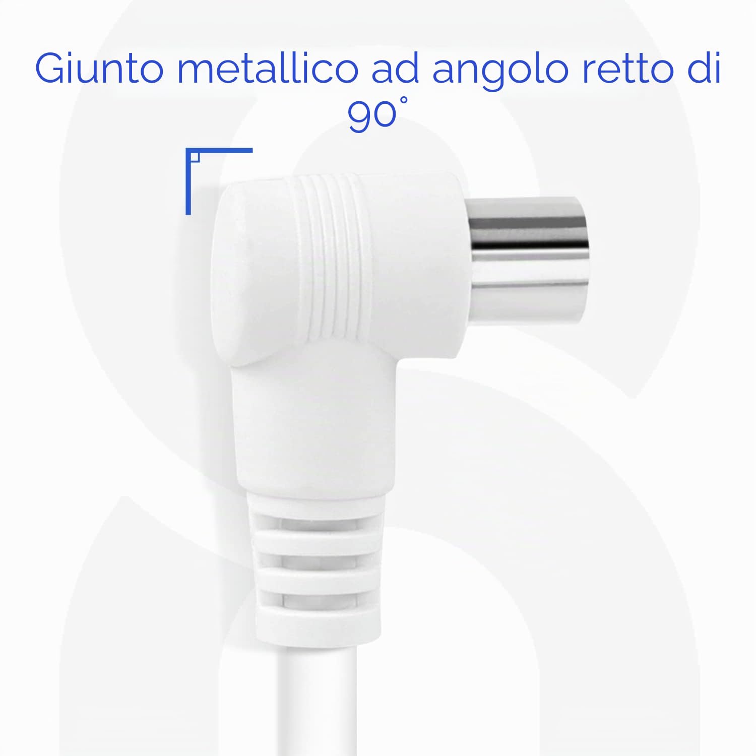 Aigostar - Cavo coassiale per antenna, cavo TV Full HD, angolo 90 gradi, supporta DVB-T, DVB-S, DVB-C, DVB-S2 e HDTV, per TV e radio, bianco, 3 m