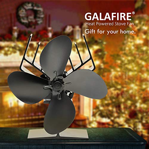 GALAFIRE [ 2 Years ] Eco Wood Stove Fan Heat Powered 4 Blade Log Burner Fan Heat Driven + Magnetic Stove Thermometer Temperature Gauge - Thumbnail 3