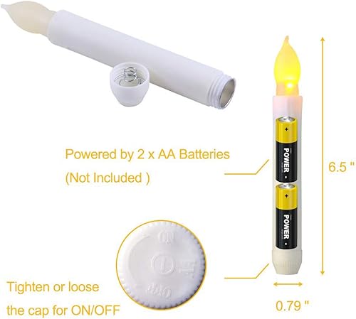 Miniatura 8 de Velas LED que funcionan con pilas con control remoto, luz parpadeante sin llama, velas cónicas para ventana, juego de 12 velas falsas blancas