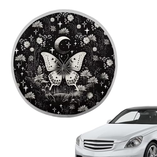 Image of Gothic Butterfly Steering Wheel Sunshade Cover Universal Car Accessories Anti Heat Automotive Steering Wheel Heat Shield Cover Reflect UV Sun and Heat 17 inch for Car Truck SUV