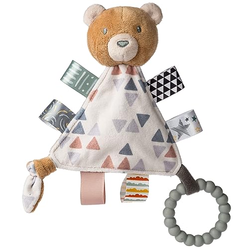 Image of Taggies Teething Toys Baby Rattle Portable Triangle Activity Toy with Sensory Tags, 6-Inches, Teddy
