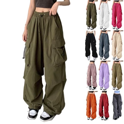Cargohose Damen Baggy - Freizeithose Mit Gummizug Hip Hop...