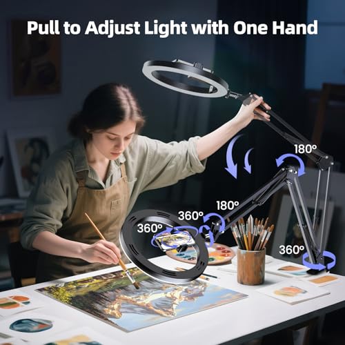 Image of Upgrade 18W Ring Light Overhead Camera Phone Mount for Desk with Adapter, LED Selfie Light with Stand and Phone Holder, Desk Tripod for Video Recording, YouTube, TikTok, Live Stream, Painting