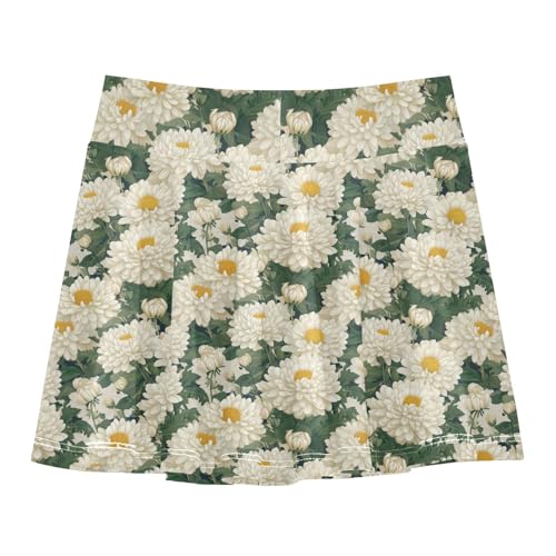 JUNZAN Vintage Florals Flowy Athletic Skorts for Girls with Shorts Little Girl Pleated Skirt Little Girls Golf Skirt with Pockets