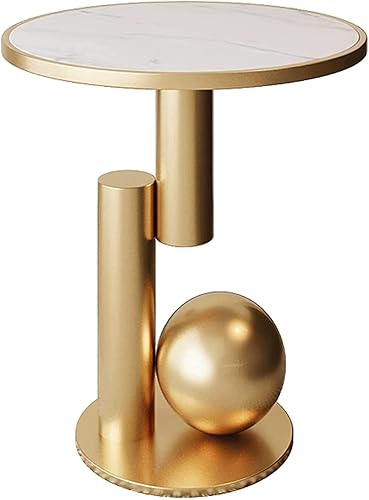 Mesa de Centro Creative Slate Coffee Table 21.7 Inch Height Sofa Side Table Metal Frame Modern Minimalist Round Nightstand for Living Room Bedroom