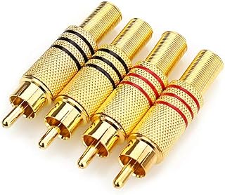 NANYI Gold Plated Speaker Phono RCA Male to Needs welding Terminal Strip Audio Video Type Balum Connector Adapter For Multimedia and CCTV - 4 PCS