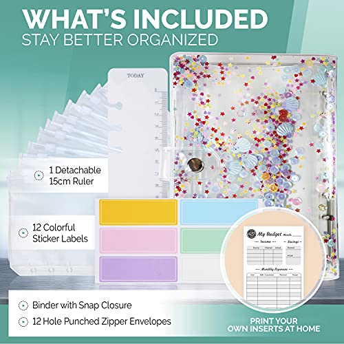 Image of Sea Shell Money Organizer for Budgeting, Cash Budget Binder with Cash Envelopes, Money Binder & Envelopes for Budgeting, Stylish Budgeting Solution for Organizing Personal Finances
