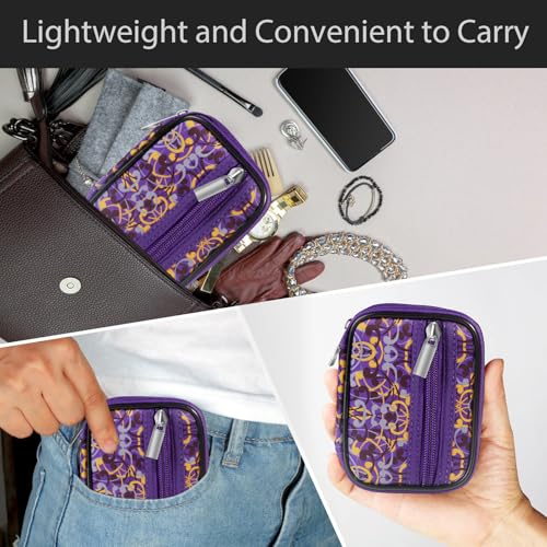 Image of Pill Case Weekly Travel Pill Organizer for Purse with Removable 7 Day Pill Box Premium Neoprene Pill Container for Travel Purse Accessory, Vitamin, Supplement, Small Pieces Arrangement-Purple