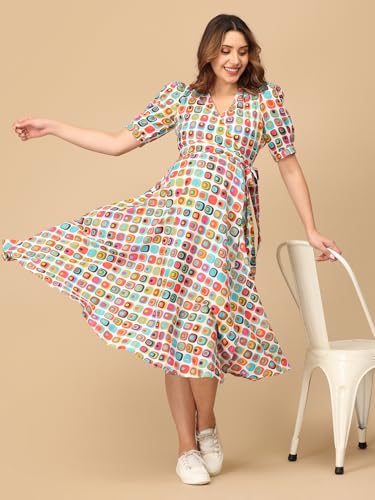 Image of The Mom Store Maternity and Nursing Wrap Dress for New Mom | Pre and Post Pregnancy Wear for Womens | Trendy Stylish Printed Friendly Dresses for Women | Comfortable
