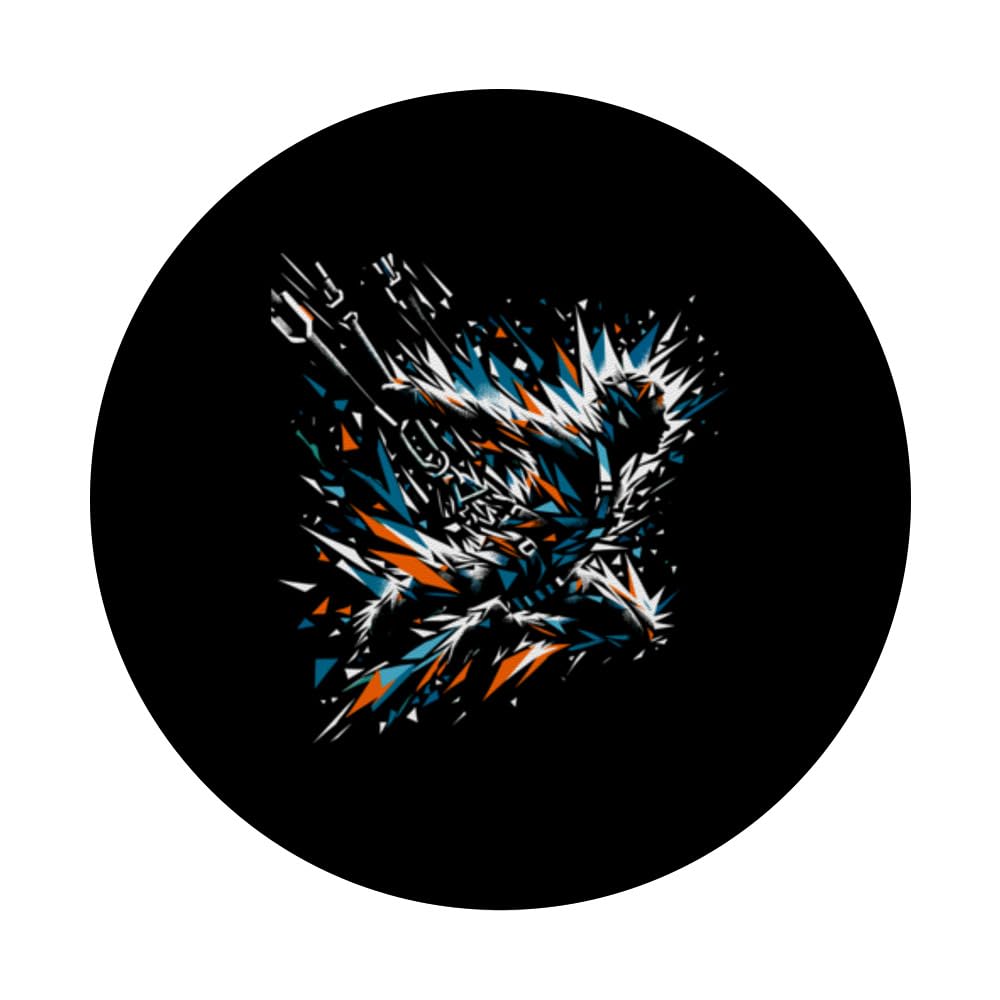 Polygon Art Bungee Jumping Bungy Bungee Jumper PopSockets Swappable PopGrip, Black - Image 3
