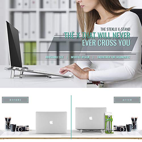 Steklo Macbook Stand For Desk - Laptop Riser Compatible For 12-17.3 Inch Laptops Macbook Air Pro - Ergonomic Computer Stand For Laptop Stand Portable Foldable - Gaming Laptop Holder Stand Adjustable #TOP1