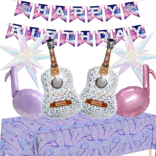 10Pcs Kpop Birthday Party Decorations Set with Banner, Tablecloth & Guitar Note Foil Balloons for Kpop Demon Huters Concert Party Decor Singer Party Supplies / Music Concert Theme Party by Fêteclairre - Used condition - US$16.47