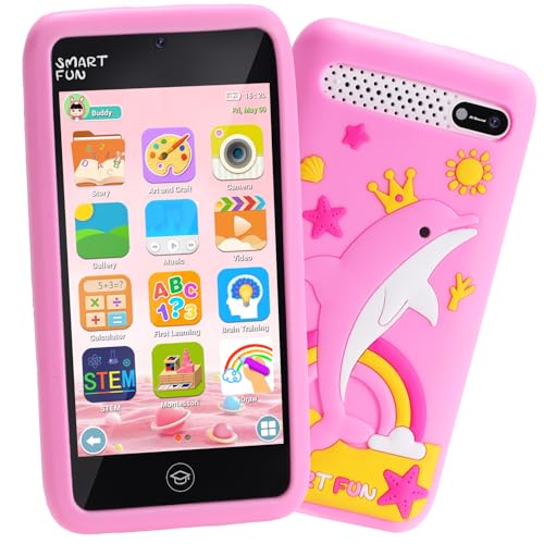 Kids Smart Phone Toys with 3.97' Touchscreen, Birthday Gifts for Kids Ages 3-12, Toddler Learning Cell Phone with Games & Dual Camera, Girls Phone Toys for Age 3 4 5 6 7 8 9 Years Old