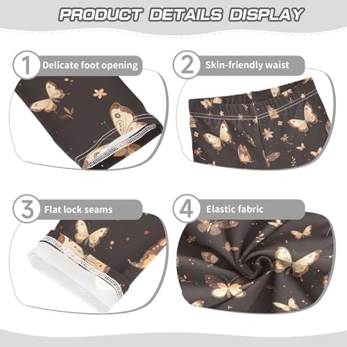 KLL Butterfly Beautiful Brown Toddler Baby Girl Cotton Leggings Soft High Waisted Athleisure Pants Running3