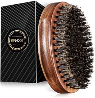 BFWood Boar Bristle Beard Brush - Black Wood Walnut Military Style