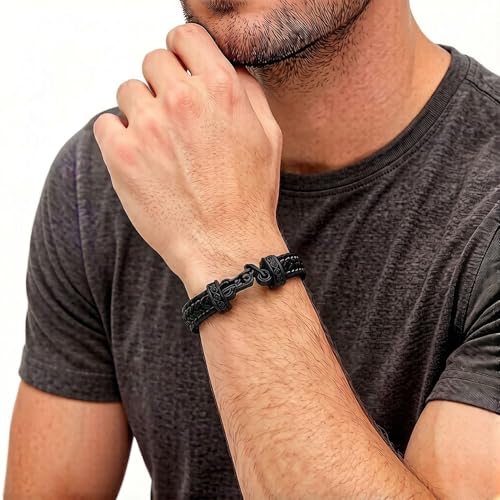 Pulsera crematoria de cuero para cenizas, 24cm, negra miniatura 5