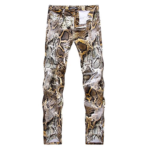 Sasairy Hombre Pantalones de Algodón con Impresión de Snakeskin Pantalones Rectos Pantalones Casual para Hombre, Talla Española 40-48