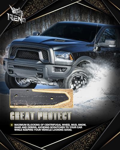 Image of RENO Ram Mud Flaps, Heavy Duty Vehicle Sediment Protection Driver & Passenger Sides Splash Guards Compatible with 2010-2018 Ram 1500 2500 3500 SRW Truck Classic (Front + Rear, 4pcs)