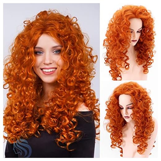 BESTUNG Long Orange Red Hair Curly Wavy Full Head Halloween Wigs for Women Cosplay Costume Party Hairpiece（Orange Red）