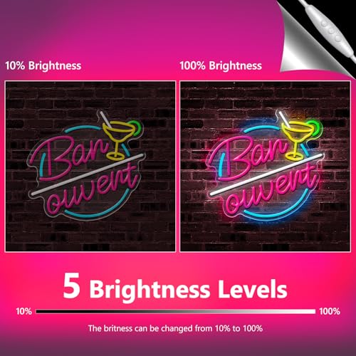 Néon Bar ouvert lumineux LED USB variateur enseigne murale pour décoration de bar - 4
