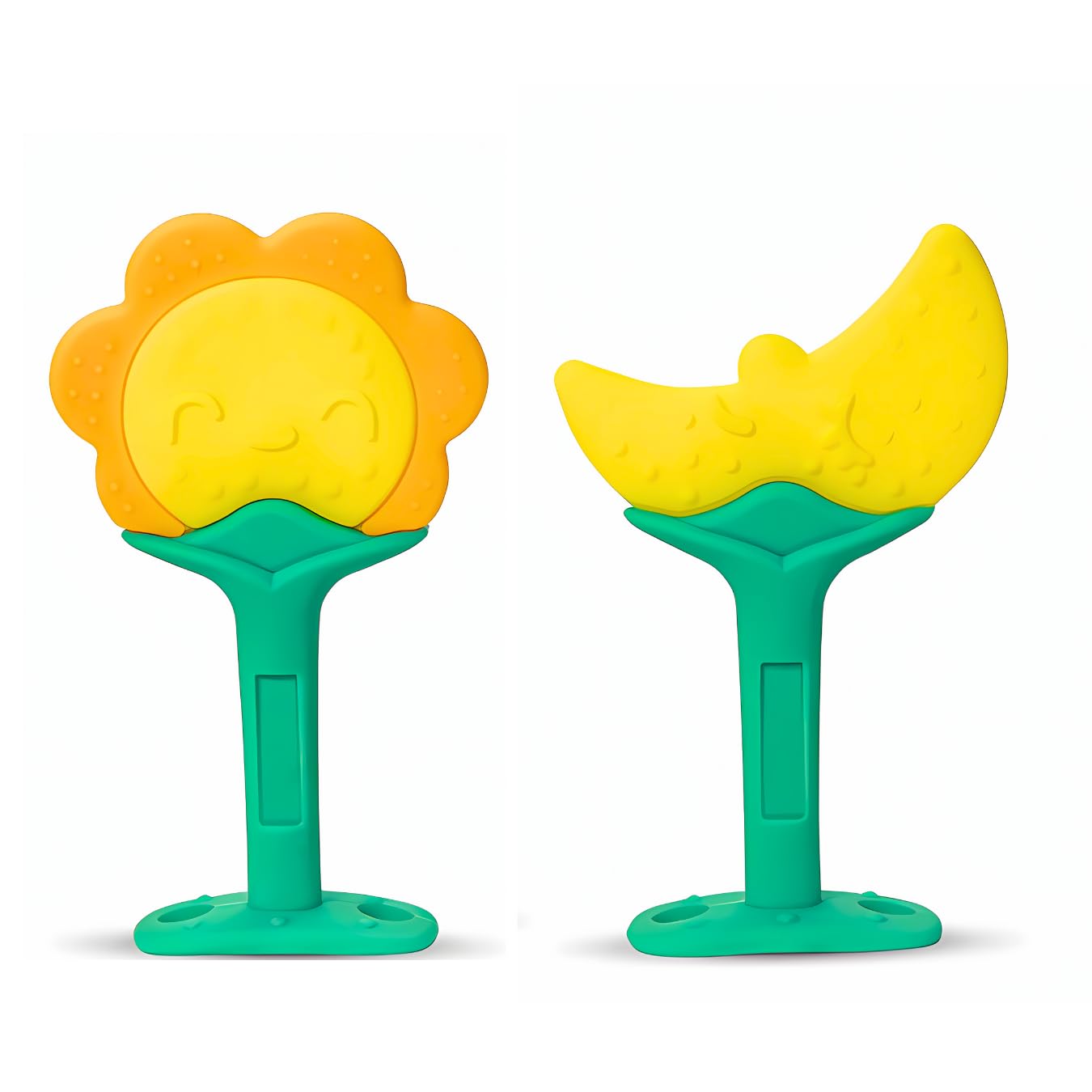 Silicone Teether for 6 to 12 Months Baby, BPA Free 100% Food Grade Baby Teethers 6-12 Months, Easy to Grasp Chew, Teething Toy, Teethers for 3 to 6 Months BPA Free, Soothes Gum (Sun+Moon)-image-32