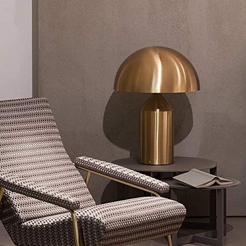 Table Lamp with Socket, Contemporary Style Dome Shaped Table Lamp Metal 3 Light Mushroom Night Table Lamps for Bedroom (10 inch, Gold)