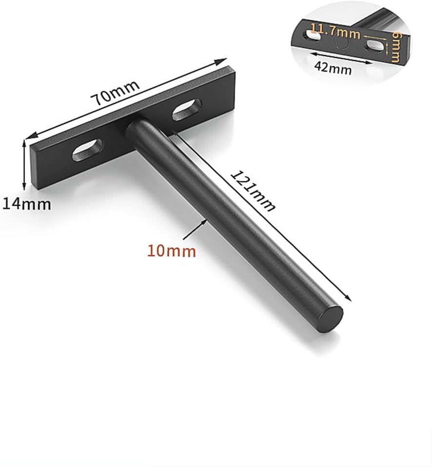 EFARMA Shelf Brackets,2 Pieces Hidden Shelf Brackets T-Shape,Support Wall Hanging Iron,Scaffold Boards for Kitchen,Living Room (96mm,Black) (Color : Black, Size : 76mm) (Color : Black, Size : 121mm)