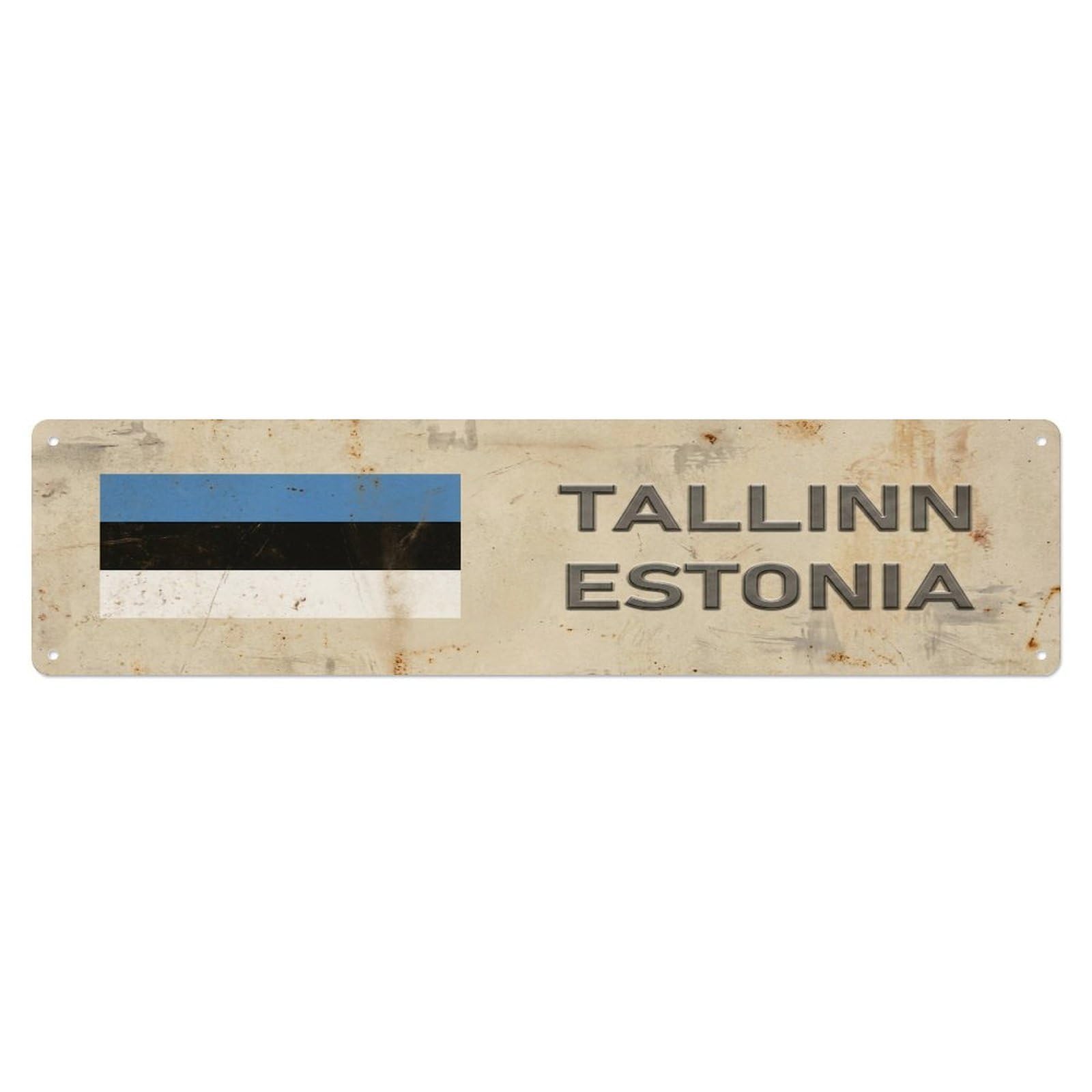Metal Tin Sign Vintage Tallinn Estonia Flag Decor Rustic Travel