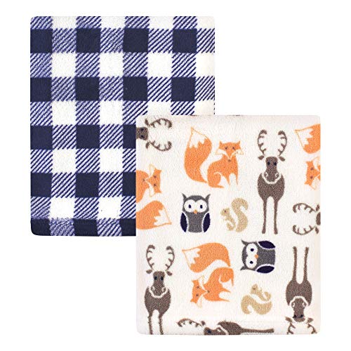 Image of Hudson Baby Unisex Baby Silky Plush and Coral Fleece Blanket, Forest, 30x36 inches